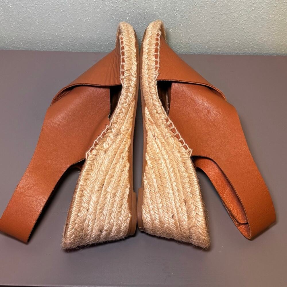 Maypol Spain Tan Leather Espadrille Wedge Sandals Size 38 (US 7.5-8) - Picture 7 of 9